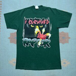 Vintage 90s graphic t shirt cedar point raptor survived roller coaster large